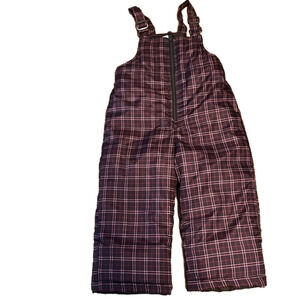 CIRCO kids bib ski suit, size 18 M, brown, pink and red plaid, in good condition
